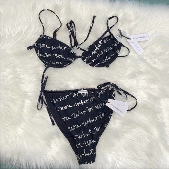 WeWoreWhat Womens Size Medium Print Underwire & Ruched String Bikini Set - Picture 5 of 10